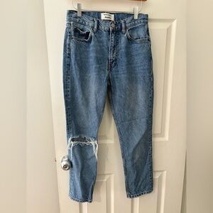 Reformation Shasta destroyed jeans cropped 25” mid wash size 26